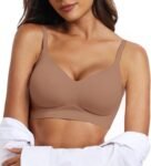 Womens Push Up Everyday Bras Comfortable Wireless  V Neck Seamless Bra Smooth  Wire Free Basic Bras