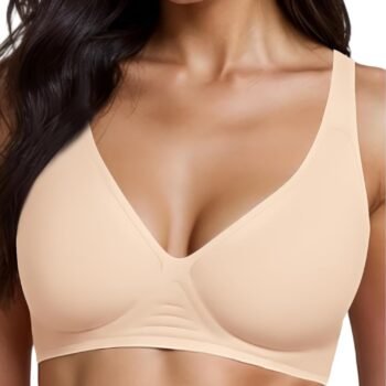 Deep V Bras for Women No Underwire Wireless Push Up Bra Seamless Plunge Bralette Comfort Supportive Bra Full Coverage