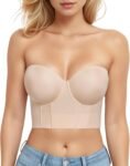 Women's Longline Strapless Bra Bustier Full Coverage Anti Slip Underwire Corset Top