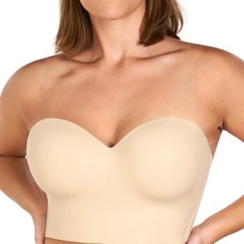 Longline Strapless Bra for Women, Anti-Slip Support Corset for Large Bust Convertible Bustier Bandeau for Big Breasts
