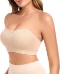 Strapless Bras for Women Non-Slip Padded Bandeau Bra Wireless Tube Top Bra Including Clear Straps
