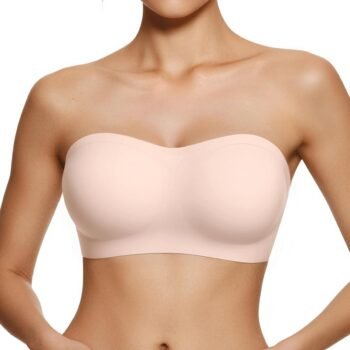 Women's Wireless Strapless Bra Seamless Padded Bandeau Bra Non-Slip Silicone Tube Top Push Up Convertible Bralette
