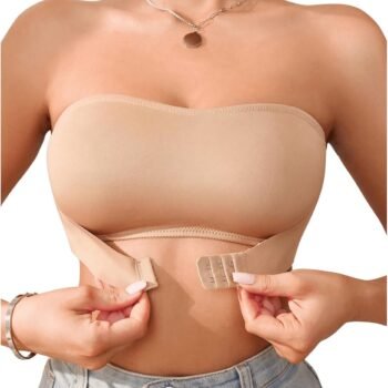 Women's Front Closure Strapless Bandeau Bra Sleeveless Wireless Bralette Tube Tops