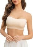 Strapless Bras for Women Nude Bra Push Up Women's Tube Top Bandeau Bra Bralette Plus Size Wireless Non-Slip Padded