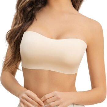 Strapless Bras for Women Nude Bra Push Up Women's Tube Top Bandeau Bra Bralette Plus Size Wireless Non-Slip Padded
