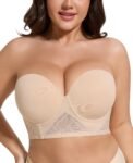Strapless Longline Bra for Women Convertible Multiway Lace Corset Lift Up Bras Underwired Plus Size