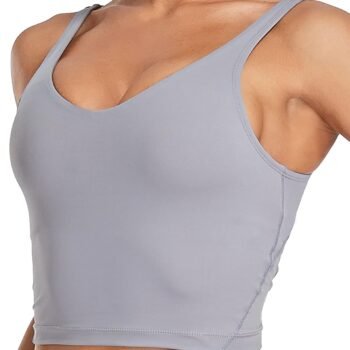 Sports Bra Womens Longline Padded Crop Tank Yoga Bras Workout Fitness Top