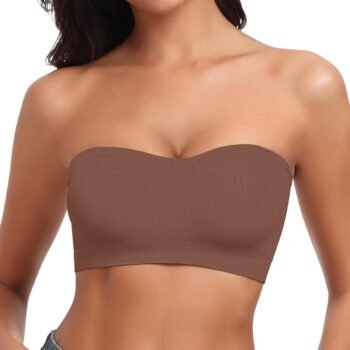 Strapless Bra for Women Bandeau Bras Seamless Wireless Padded Bandeau Top Non-Slip Tube Top