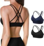 Women's Cross Back Sports Bra Padded Strappy Medium Support Yoga Bra for Workout Fitness 3 Pack