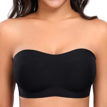 Smooth Strapless Bras for Women Non-Slip Wireless Bandeau Bra Padded Light Push Up Tube Top Bra
