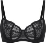 Women's Balconette Lace Bra Plus Size Sexy See Through Unlined Underwire Bras