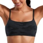 Womens  Adjustable Spaghetti Strap Sports Bra - Scoop Neck Wireless Padded Bra Yoga Workout Crop Top