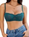 Women's Sexy Lace Bra Sheer Balconette Underwire Unlined Everyday Bras Lingerie