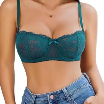 Women's Sexy Lace Bra Sheer Balconette Underwire Unlined Everyday Bras Lingerie